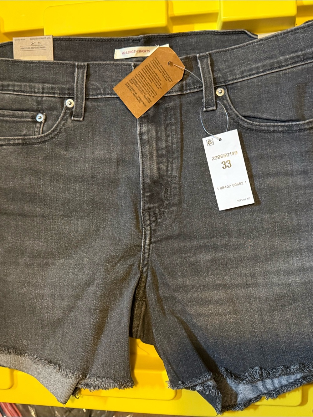 Levi's Women's Charcoal Gray Frayed Hem Denim Shorts